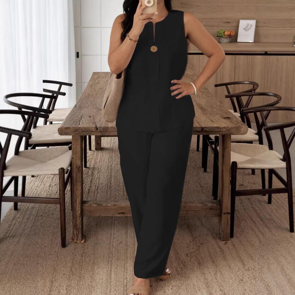 Womens White Sleeveless Top and Wide Leg Pants Two Piece Set 3XL чорний
Womens White Sleeveless Top and Wide Leg Pants Two Piece Set 3XL чорний