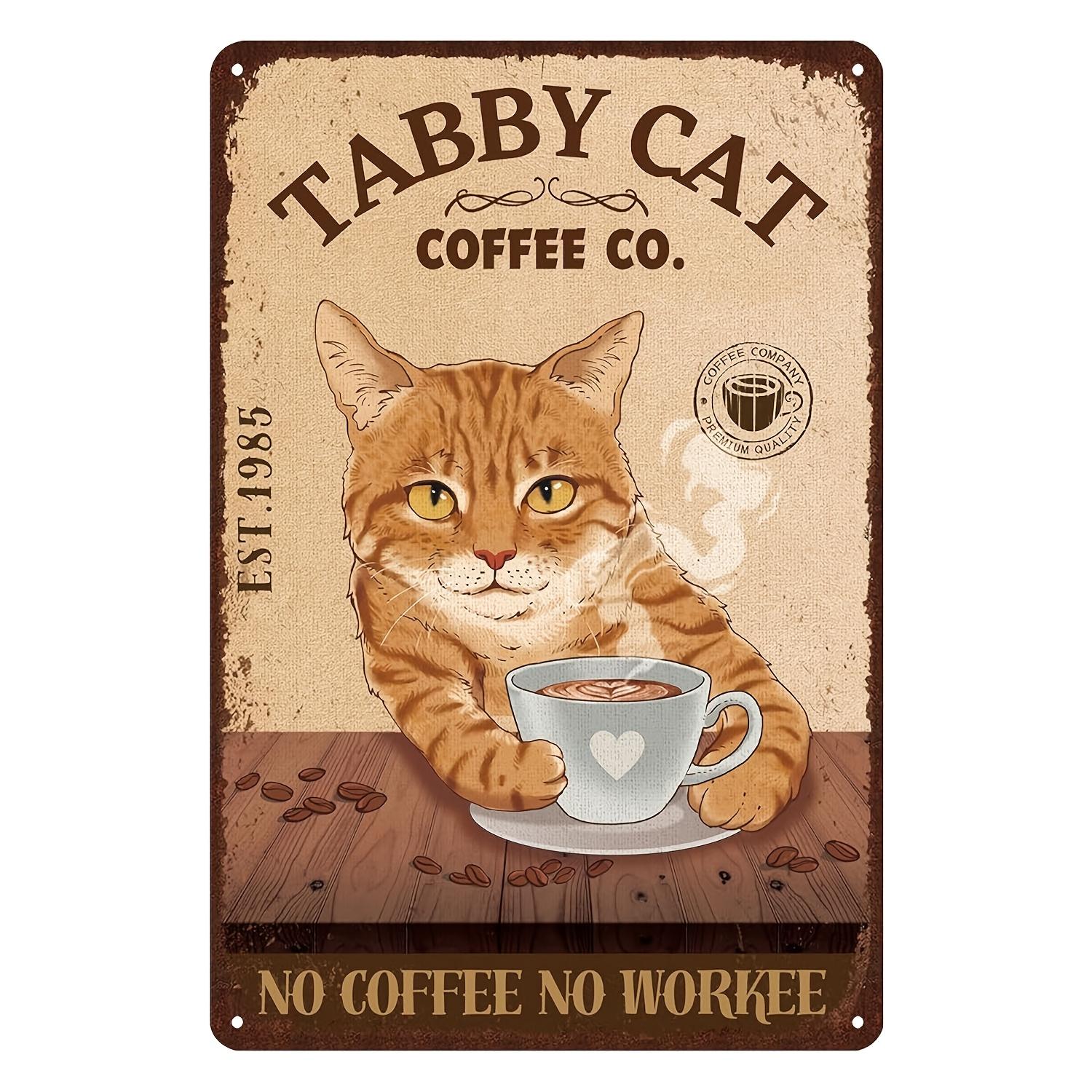 Vintage Tabby Cat Coffee Co Metal Sign Retro Wall Decor with No Coffee No Workie Quote Iron Wall Hanging for Bedroom or 20x30cm(7.8x11.8inch)
Vintage Tabby Cat Coffee Co Metal Sign Retro Wall Decor with No Coffee No Workie Quote Iron Wall Hanging for Bedroom or 20x30cm(7.8x11.8inch)