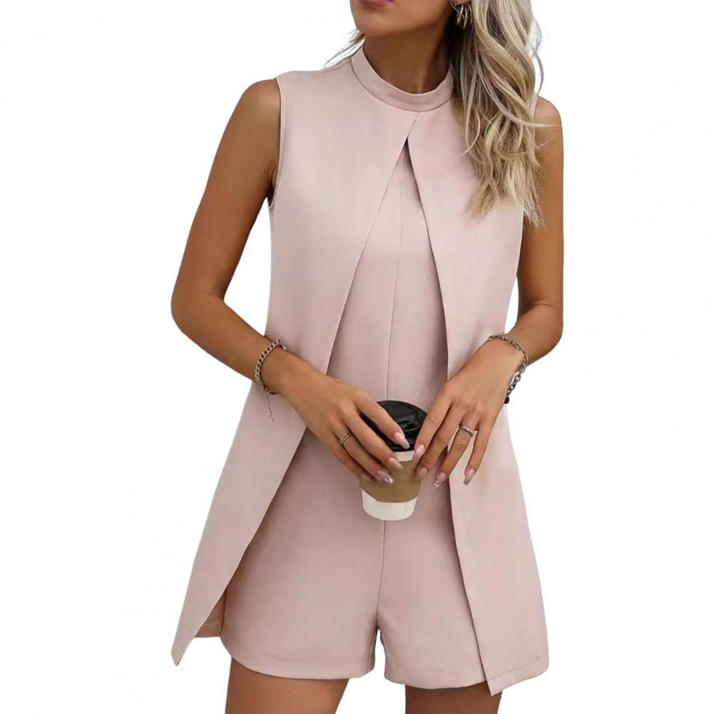 Женский летний комбинезон с воротником-стойкой, без рукавов, свободный, с разрезом, нерегулярный, однотонный, деловой, деловой, короткий комбинезон L розовый
Женский летний комбинезон с воротником-стойкой, без рукавов, свободный, с разрезом, нерегулярный, однотонный, деловой, деловой, короткий комбинезон L розовый