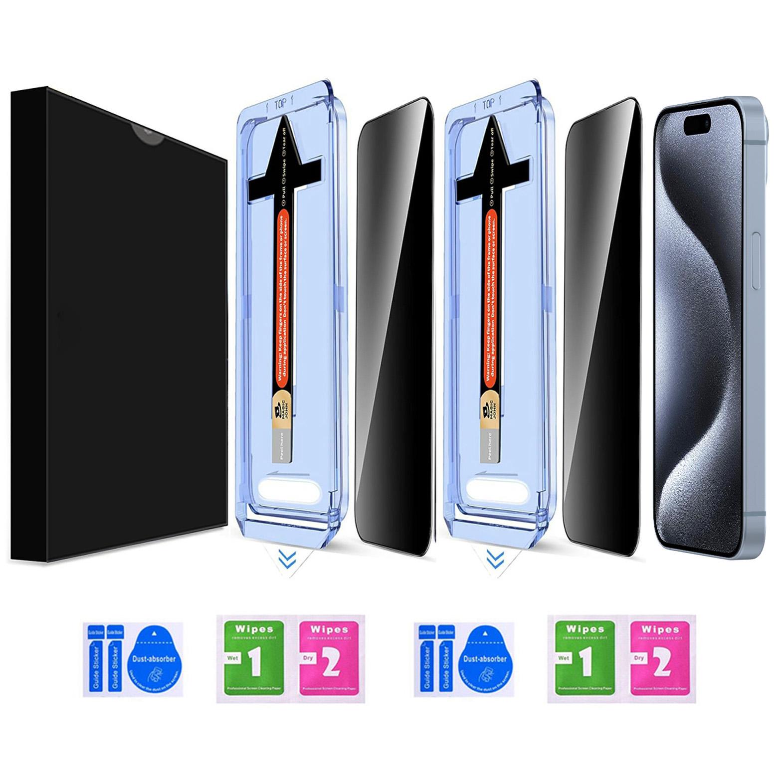 2 Sets For iPhone 15 Pro Max Anti Spy Tempered Glass Screen Protector with Automatic Dust Removal Tool Type A
2 Sets For iPhone 15 Pro Max Anti Spy Tempered Glass Screen Protector with Automatic Dust Removal Tool Type A