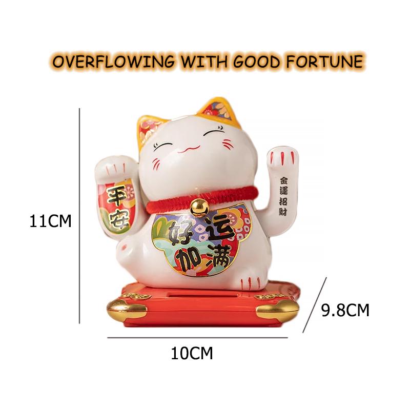 4.3 Inch Solar Powered Waving Ceramic Maneki-neko Lucky Beckoning Cat for Wealth Fortune, Home Office Decor, Gift for Prosperity
4.3 Inch Solar Powered Waving Ceramic Maneki-neko Lucky Beckoning Cat for Wealth Fortune, Home Office Decor, Gift for Prosperity