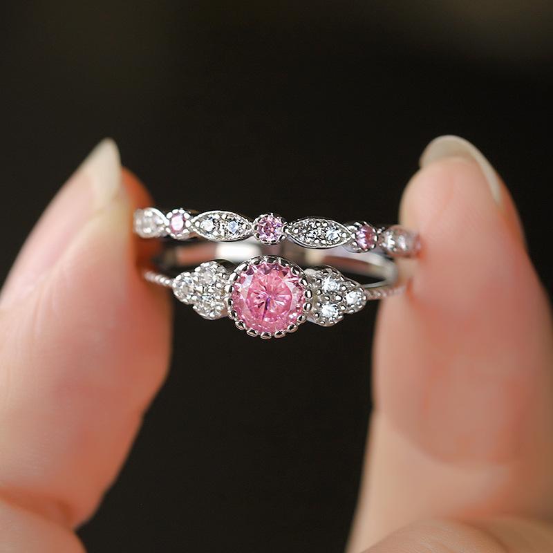 Pink Zircon S925 Ring for Women - European & American Fashion Engagement Set Size 7
Pink Zircon S925 Ring for Women - European & American Fashion Engagement Set Size 7