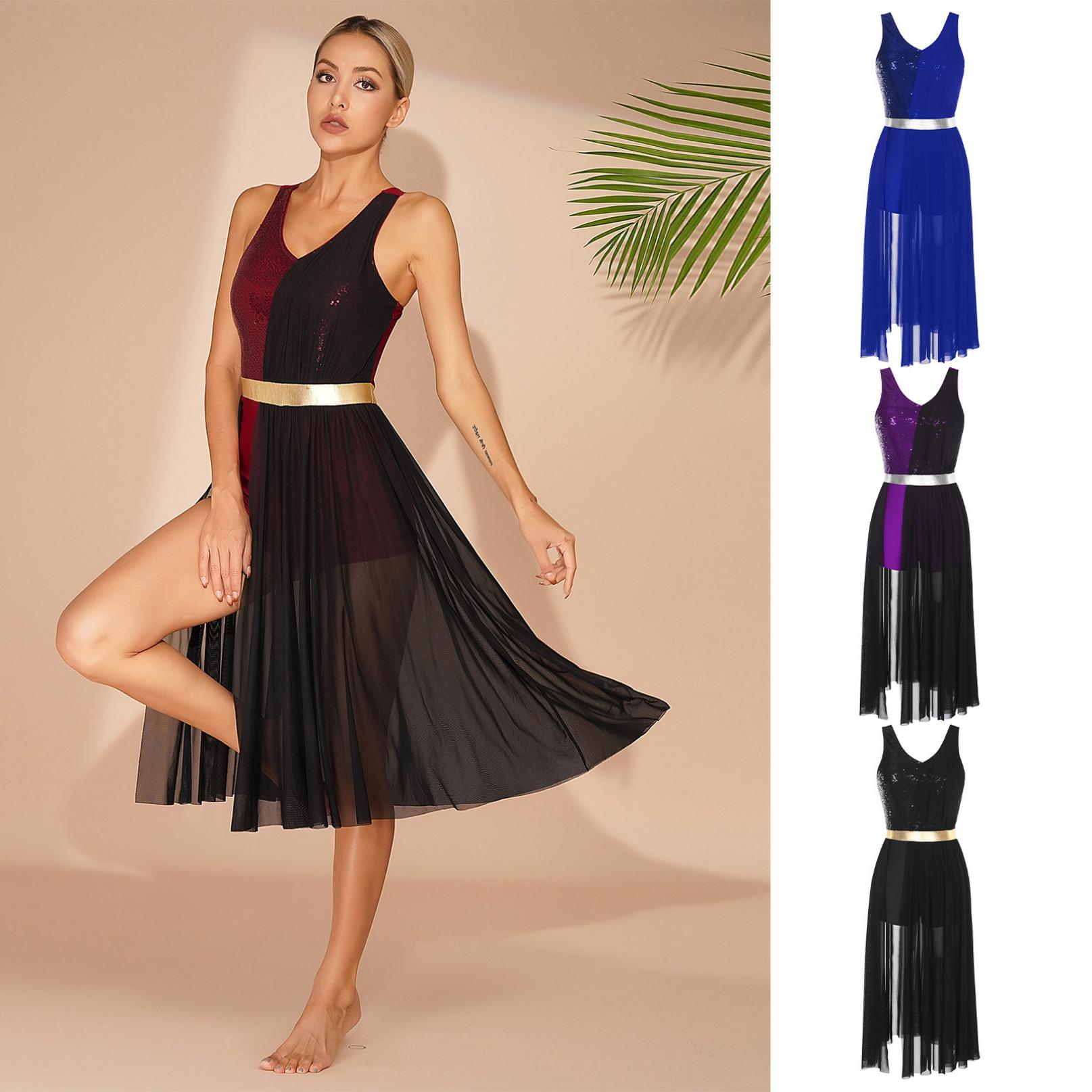 Жіноче балетне гімнастичне купальник з асиметричною спідницею з блискітками для ліричних латиноамериканських танців, костюм для бальних танців S синій
Жіноче балетне гімнастичне купальник з асиметричною спідницею з блискітками для ліричних латиноамериканських танців, костюм для бальних танців S синій