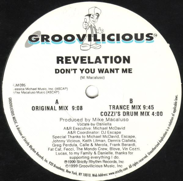 12inch Record REVELATION - Don t You Want Me GM095 Groovilicious 1999 US Dance & Electronica Used
12inch Record REVELATION - Don t You Want Me GM095 Groovilicious 1999 US Dance & Electronica Used