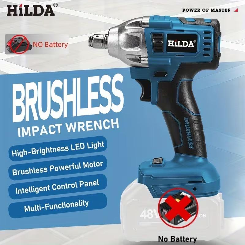 HILDA 18V Brushless Impact Wrench with LED Light - High Torque, Multi-Function Electric Tool for Auto Repair
HILDA 18V Brushless Impact Wrench with LED Light - High Torque, Multi-Function Electric Tool for Auto Repair