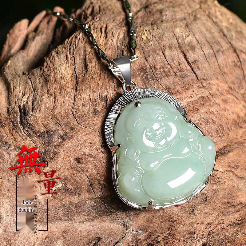 Подвеска-ожерелье из стерлингового серебра 925 пробы с жадеитом в виде Будды Майтреи с улыбающимся лицом
Подвеска-ожерелье из стерлингового серебра 925 пробы с жадеитом в виде Будды Майтреи с улыбающимся лицом