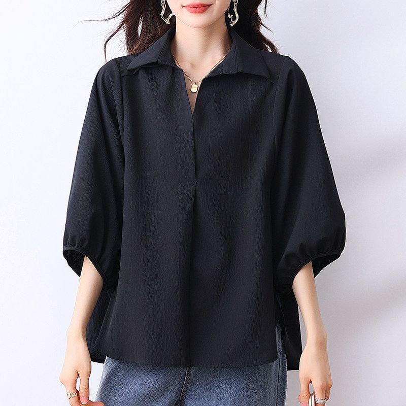 Satin Texture Sense Plus Size Plus Size Ladies Three-Quarter Sleeve Acetic Acid Black 3XL
Satin Texture Sense Plus Size Plus Size Ladies Three-Quarter Sleeve Acetic Acid Black 3XL