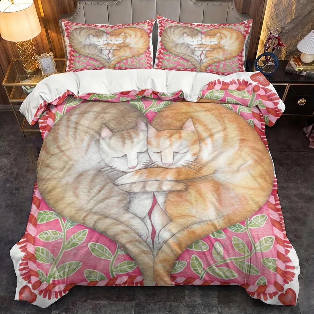 3 Piece Set Cartoon Love Cat Valentine s Day Print Quilt Set,Including 1 Duvet Cover and 2 Pillowcases(excluding Padding) 135cmx200cm
3 Piece Set Cartoon Love Cat Valentine s Day Print Quilt Set,Including 1 Duvet Cover and 2 Pillowcases(excluding Padding) 135cmx200cm