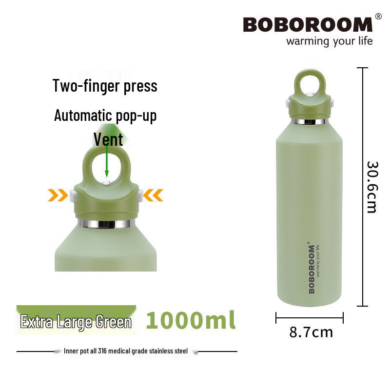1000ML 316L Stainless Steel Sports Thermos Cup - Quick Open, Single-Handed Design, Cold Insulation for Outdoors 1000ML
1000ML 316L Stainless Steel Sports Thermos Cup - Quick Open, Single-Handed Design, Cold Insulation for Outdoors 1000ML