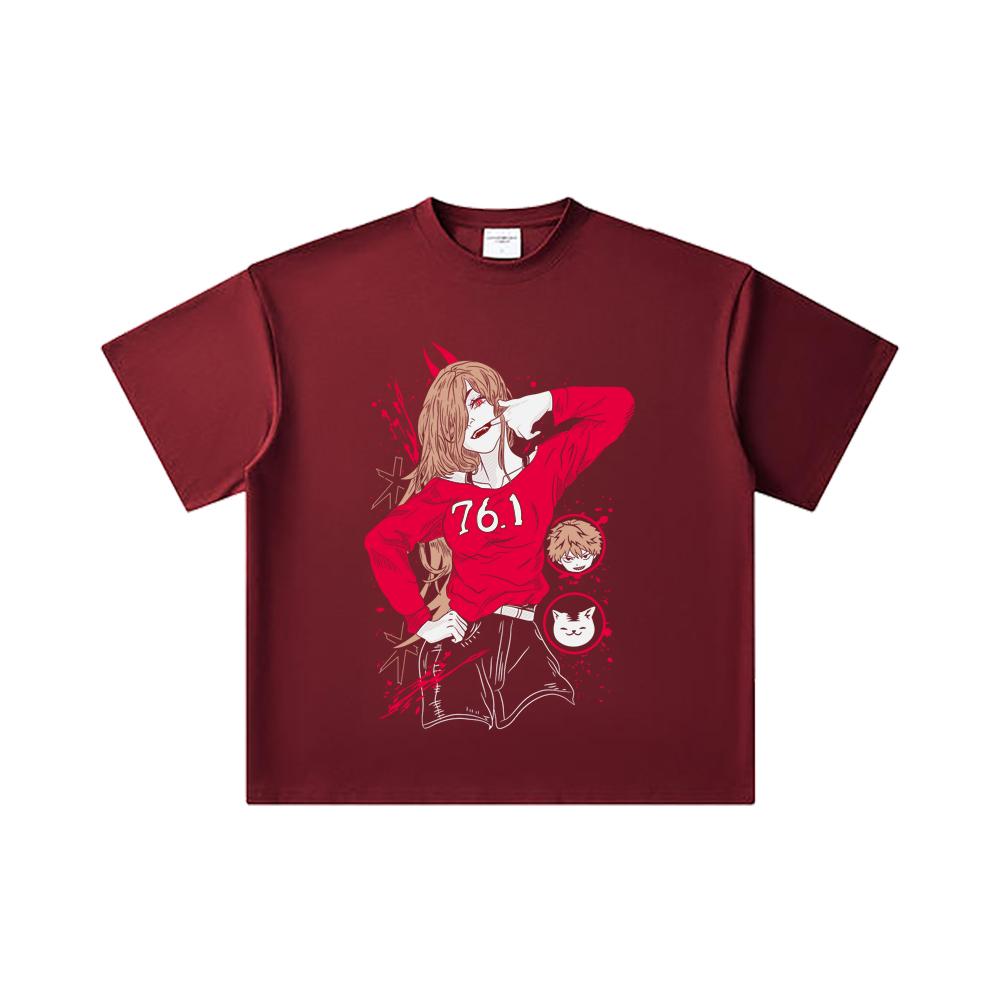 260 GSM Double Yarn 32 Count 100% Cotton Chainsaw Man V6 Power Print Unisex Heavy Cotton T Shirt 2XL вина червоного кольору
260 GSM Double Yarn 32 Count 100% Cotton Chainsaw Man V6 Power Print Unisex Heavy Cotton T Shirt 2XL вина червоного кольору