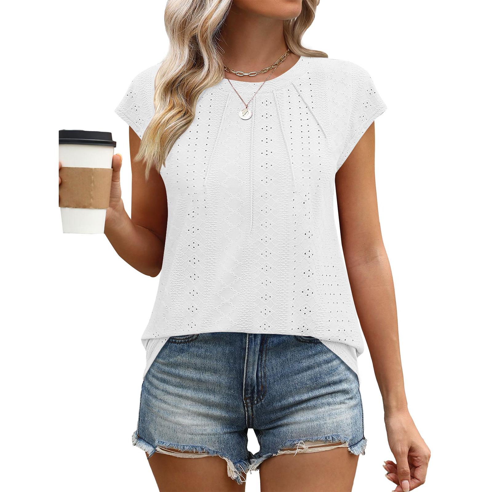 Women’s Short Sleeve Crew Neck Eyelet Lace Blouse Casual Loose Fit Summer Top for Everyday Wear M білий
Women’s Short Sleeve Crew Neck Eyelet Lace Blouse Casual Loose Fit Summer Top for Everyday Wear M білий