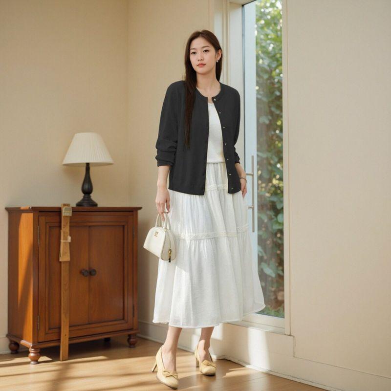 Slimming Knit Cardigan for Women, Thin Style for Spring and Summer, Versatile Regular Shoulder Cut, Small Cardigan 100kg Plus-Size Women s Outerwear Black L
Slimming Knit Cardigan for Women, Thin Style for Spring and Summer, Versatile Regular Shoulder Cut, Small Cardigan 100kg Plus-Size Women s Outerwear Black L
