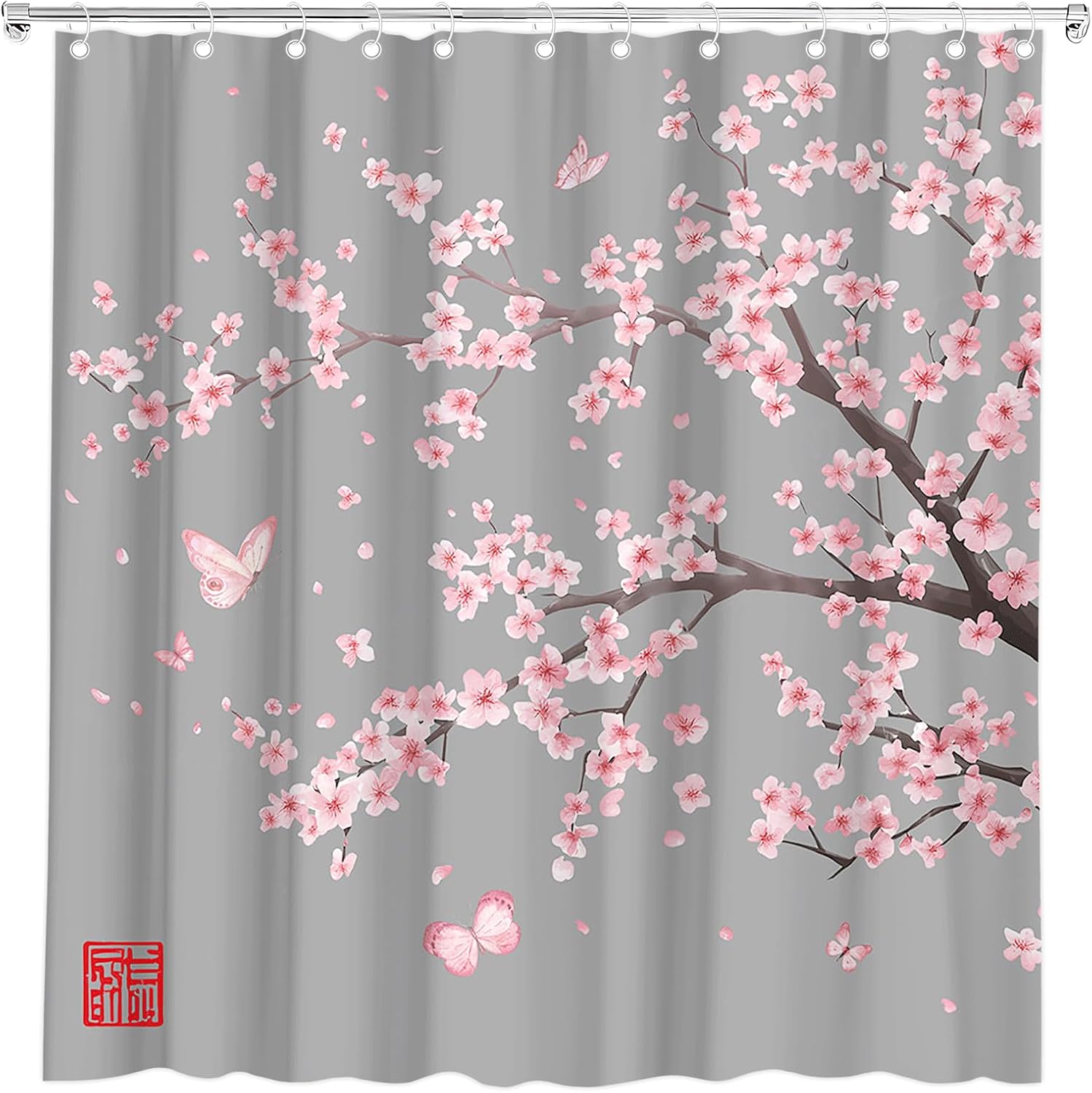 Cherry Blossom Shower Curtain Pink Plum Floral With Butterfly Flower Japanese Asian Watercolor Cute Branch Scenery Wildflower W60H190(CM)-1 Pcs
Cherry Blossom Shower Curtain Pink Plum Floral With Butterfly Flower Japanese Asian Watercolor Cute Branch Scenery Wildflower W60H190(CM)-1 Pcs