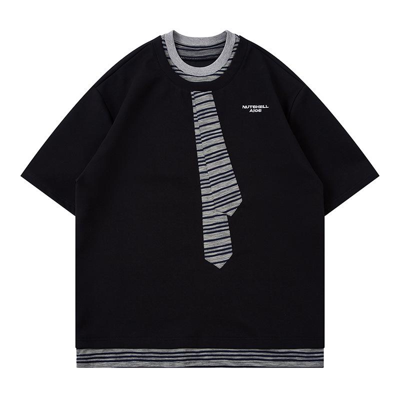 Men s Casual Short Sleeve Color Block Crew Neck T-Shirt with Embroidered Tie Design Small
Men s Casual Short Sleeve Color Block Crew Neck T-Shirt with Embroidered Tie Design Small