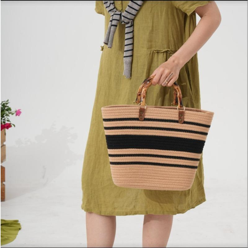 New striped hand-held straw bag cotton rope machine nail woven bag large capacity seaside vacation tote beach bag Open
New striped hand-held straw bag cotton rope machine nail woven bag large capacity seaside vacation tote beach bag Open
