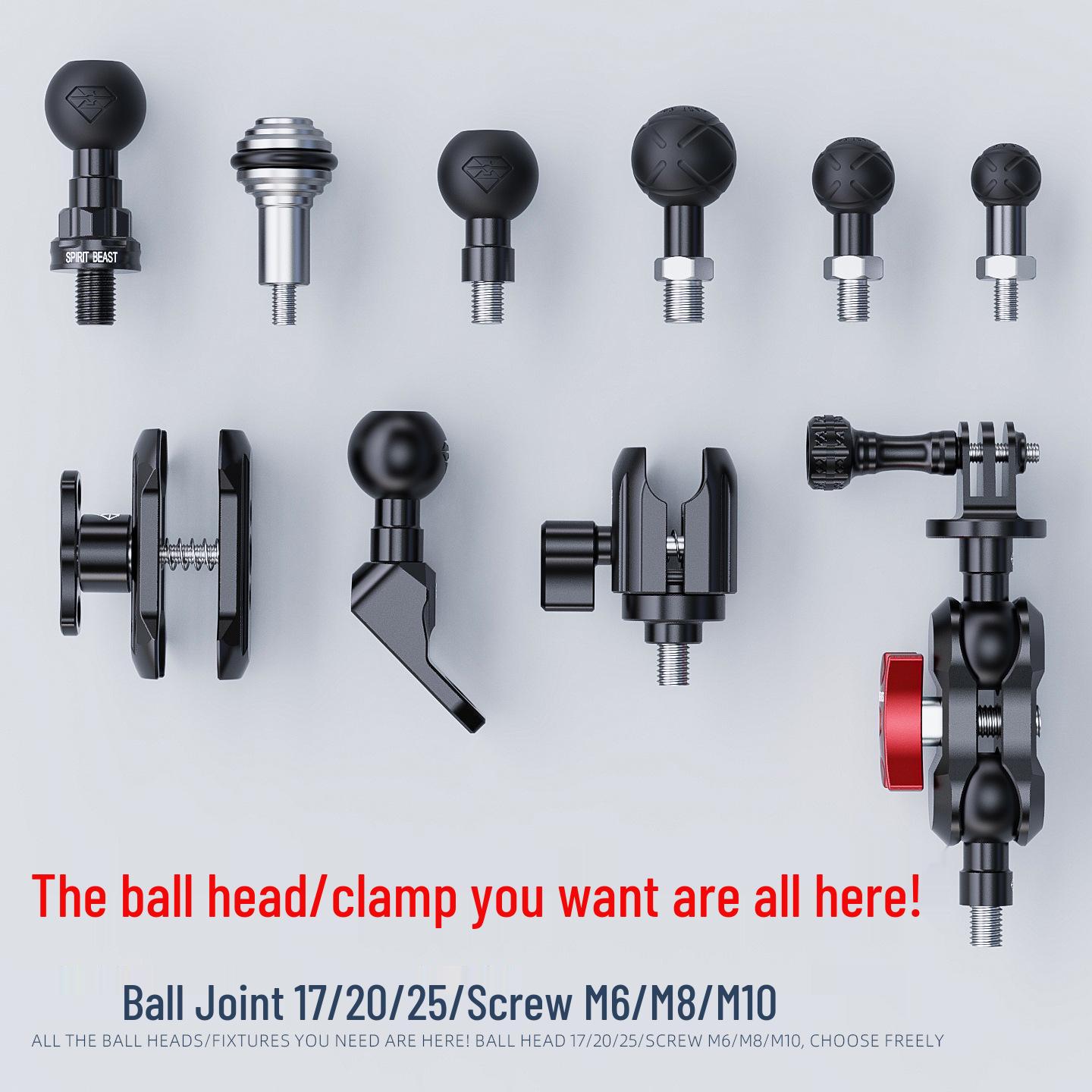 Universal Electric Vehicle Ball Head Bracket: M6/M8/M10 Connector, 17MM Diameter, 20MM Adapter, 25MM Ball Head Black M8 internal thread 25mm ball head L4
Universal Electric Vehicle Ball Head Bracket: M6/M8/M10 Connector, 17MM Diameter, 20MM Adapter, 25MM Ball Head Black M8 internal thread 25mm ball head L4