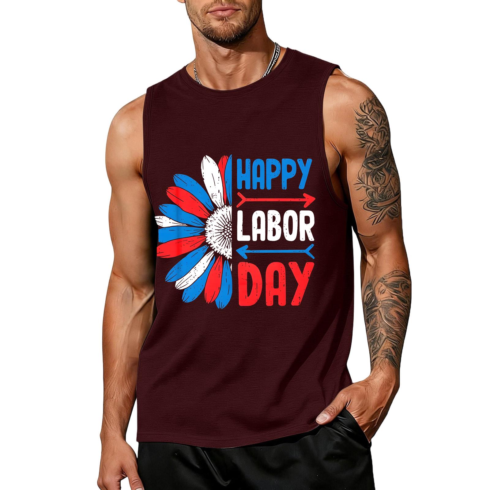 Men s Sleeveless Casual Tank Top with Labor Day Graphic Print Lightweight Summer Muscle Shirt for Outdoor Activities XL винний
Men s Sleeveless Casual Tank Top with Labor Day Graphic Print Lightweight Summer Muscle Shirt for Outdoor Activities XL винний