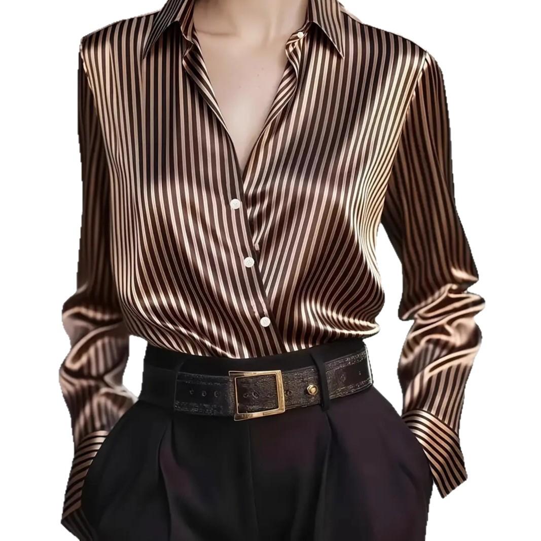 Women s Satin Stripe Shirt with Pointed Collar in 4 Colors XXL коричневий
Women s Satin Stripe Shirt with Pointed Collar in 4 Colors XXL коричневий