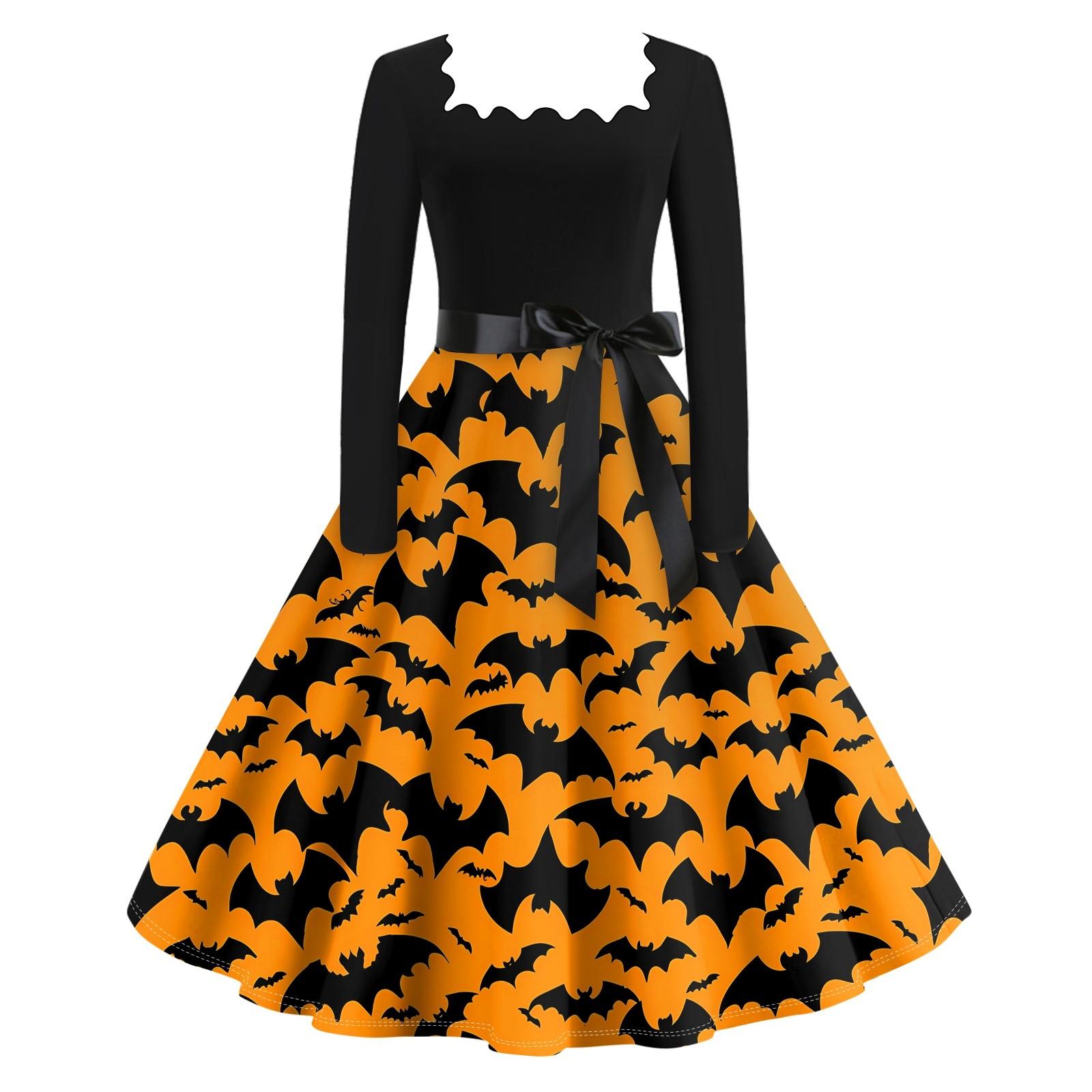 Платье с расклешенным принтом на Хэллоуин для женщин, платье с длинным рукавом, полые вечерние повседневные платья XL
Платье с расклешенным принтом на Хэллоуин для женщин, платье с длинным рукавом, полые вечерние повседневные платья XL