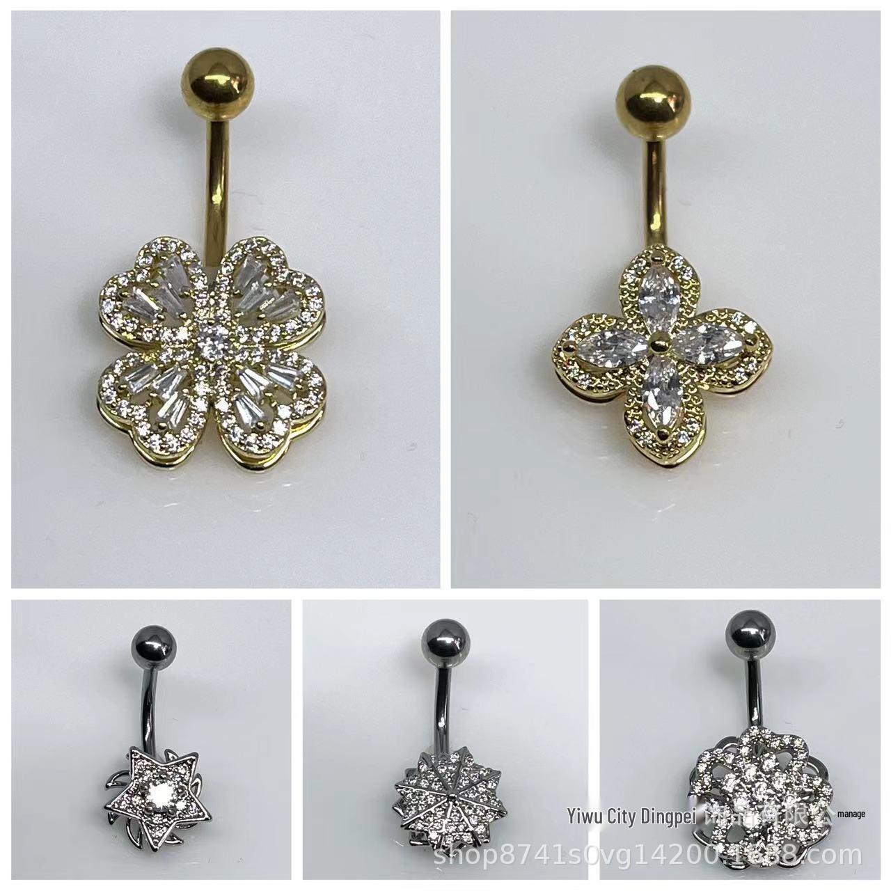 Вращающееся кольцо для пирсинга пупка из нержавеющей стали с дизайном четырехлистного клевера и подсолнуха Steel 3
Вращающееся кольцо для пирсинга пупка из нержавеющей стали с дизайном четырехлистного клевера и подсолнуха Steel 3