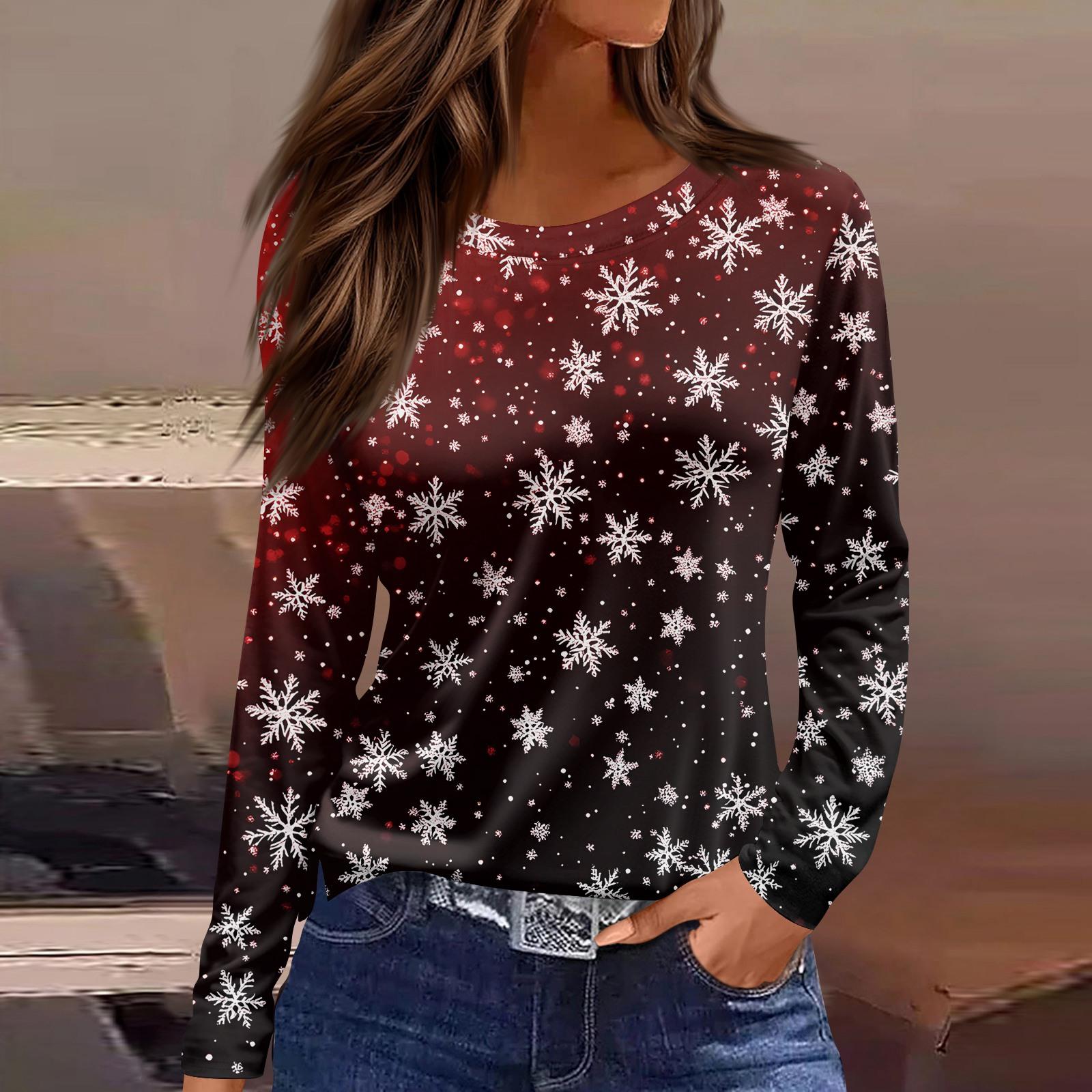 Женская модная повседневная футболка с разрезом по низу, круглым вырезом, длинными рукавами, свободного кроя, с рождественским принтом, женский топ S
Женская модная повседневная футболка с разрезом по низу, круглым вырезом, длинными рукавами, свободного кроя, с рождественским принтом, женский топ S