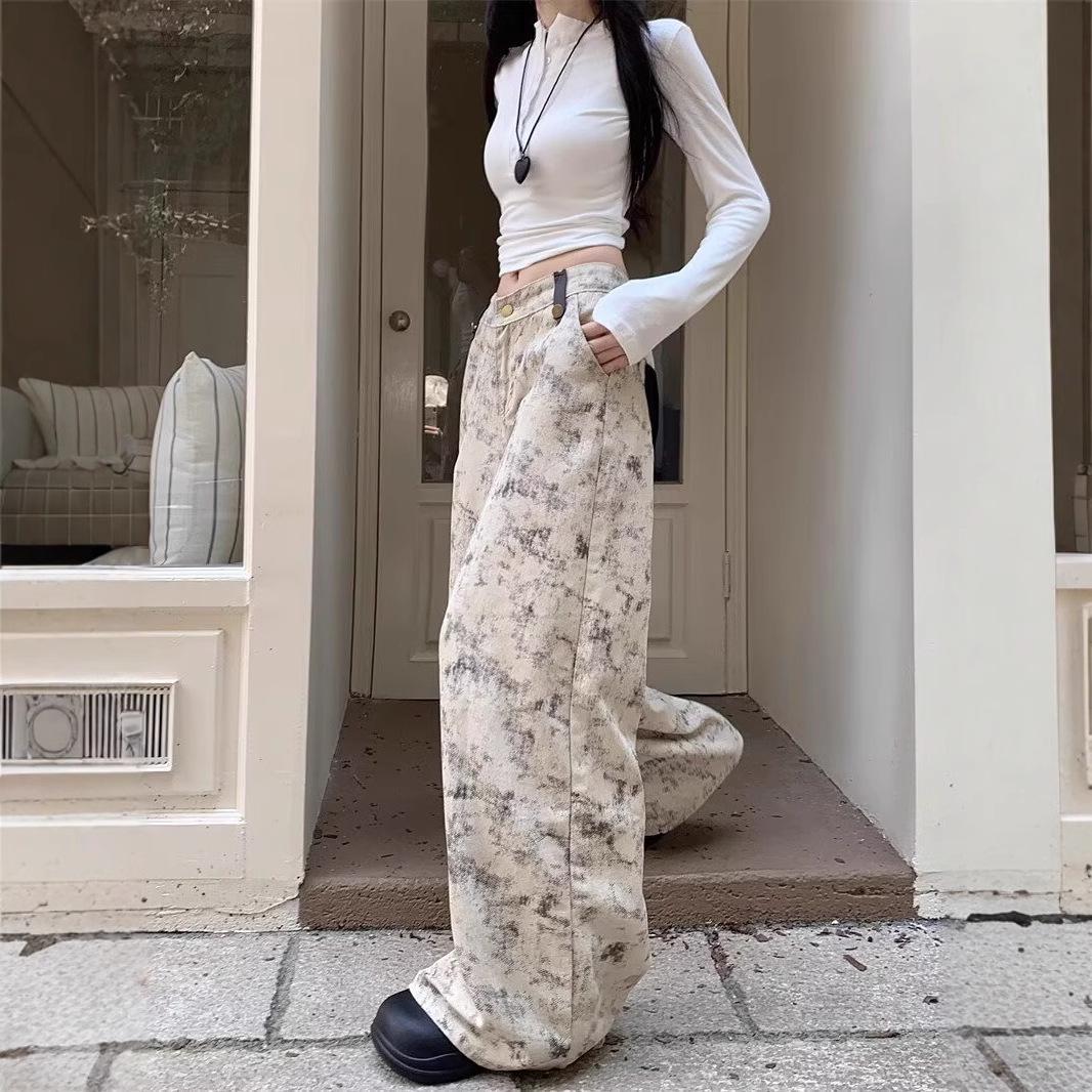 Retro Tie-Dye Wide-Leg High-Waisted Pants for Women - Spring/Autumn Versatile Casual Wear XL: Height 155-165CM (121-131 lbs)
Retro Tie-Dye Wide-Leg High-Waisted Pants for Women - Spring/Autumn Versatile Casual Wear XL: Height 155-165CM (121-131 lbs)