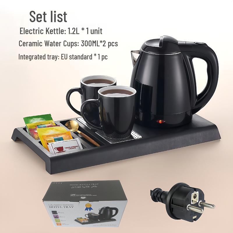 European Standard Electric Kettle Tray Set for Hotel Rooms - 304 Stainless Steel
European Standard Electric Kettle Tray Set for Hotel Rooms - 304 Stainless Steel