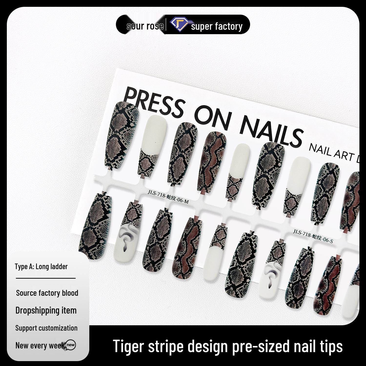 Jiaolong Luxury Snake Print Wearable Nails: Python Suede Design, Whitening Stiletto Nail Pieces
Jiaolong Luxury Snake Print Wearable Nails: Python Suede Design, Whitening Stiletto Nail Pieces