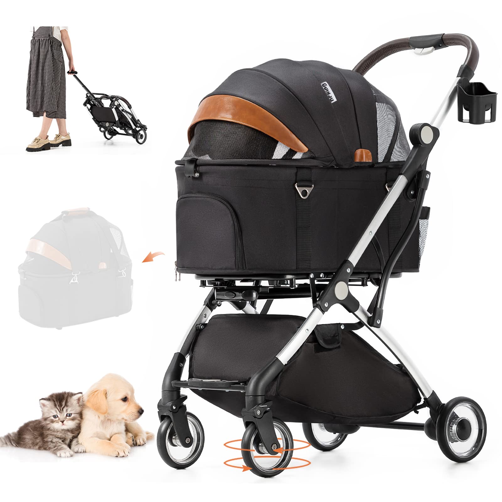 Separate Folding Pet Dog Rotation Front Rear Wheel for Cats and for Multiple for Nursing Pet Easy to Load Capacity 15KG HRking.HANRAY Cart, 3-Way
Separate Folding Pet Dog Rotation Front Rear Wheel for Cats and for Multiple for Nursing Pet Easy to Load Capacity 15KG HRking.HANRAY Cart, 3-Way