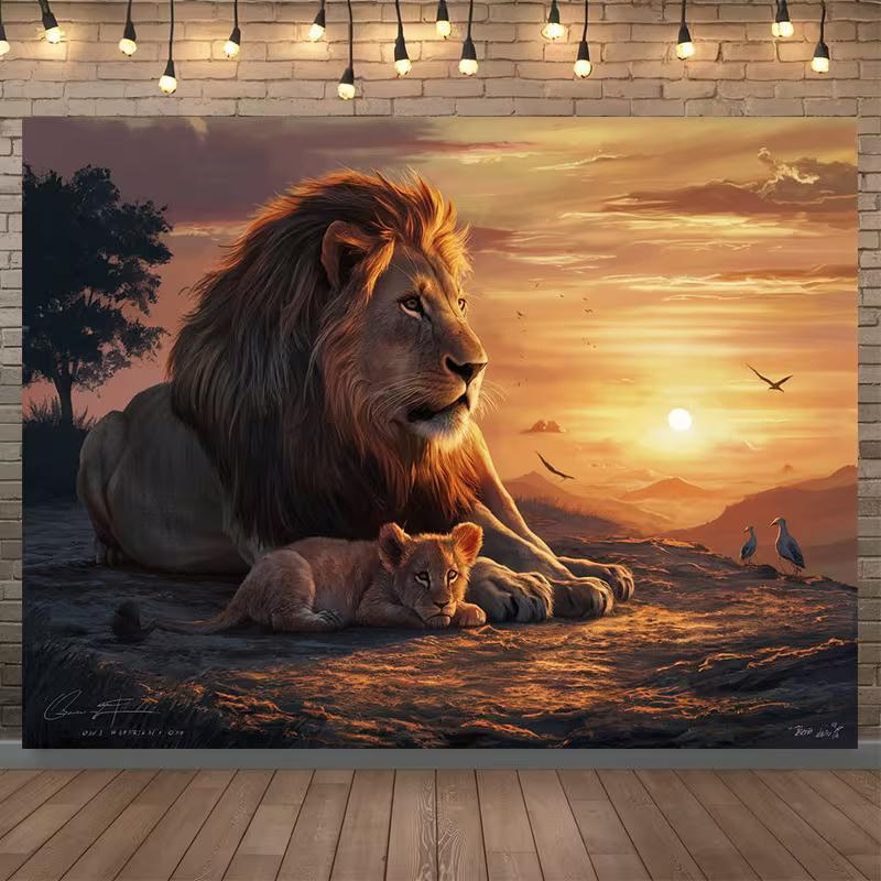 2D African Lion & Cub Wall Tapestry, Serengeti Sunset Landscape Art for Home and Party Decor 47.2x31.5inch/120*80cm
2D African Lion & Cub Wall Tapestry, Serengeti Sunset Landscape Art for Home and Party Decor 47.2x31.5inch/120*80cm
