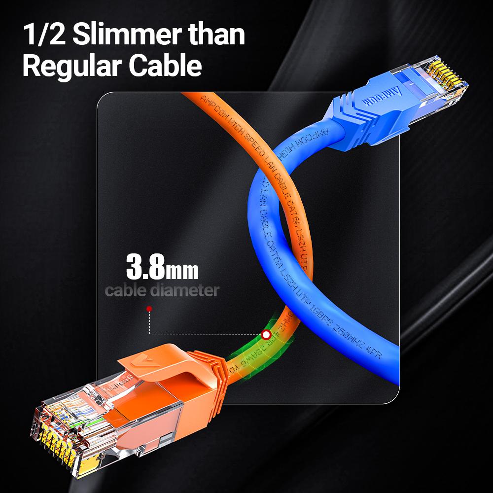 AMPCOM Ethernet Cable, CAT6A Ultra Thin RJ45 Lan Cable UTP RJ 45 Networking Cable Patch Cord for Desktop Computers Modem Router 0.5m
AMPCOM Ethernet Cable, CAT6A Ultra Thin RJ45 Lan Cable UTP RJ 45 Networking Cable Patch Cord for Desktop Computers Modem Router 0.5m