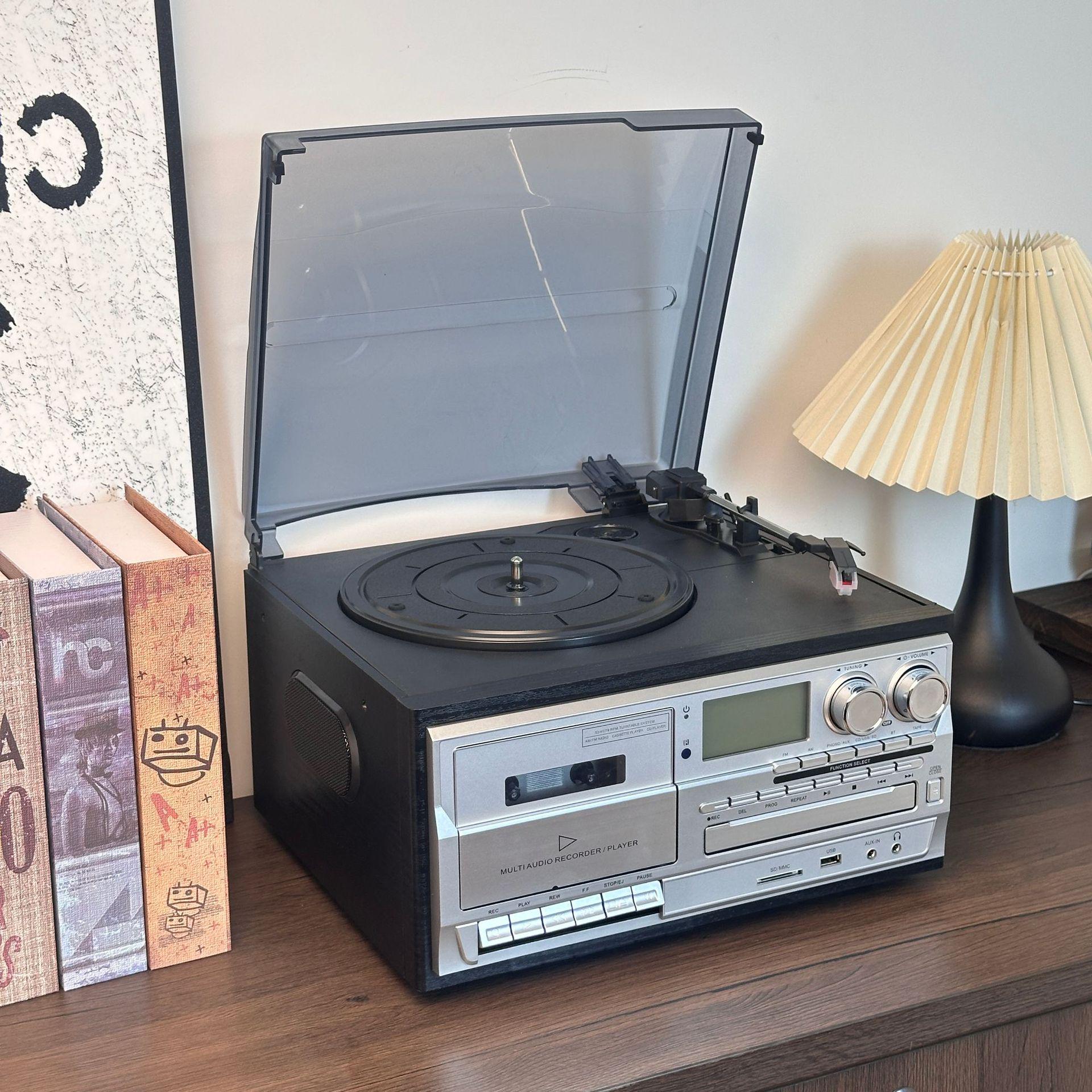 Classic Retro 10-in-1 Gramophone: Vinyl, CD, Tape Player & Radio Speaker
Classic Retro 10-in-1 Gramophone: Vinyl, CD, Tape Player & Radio Speaker
