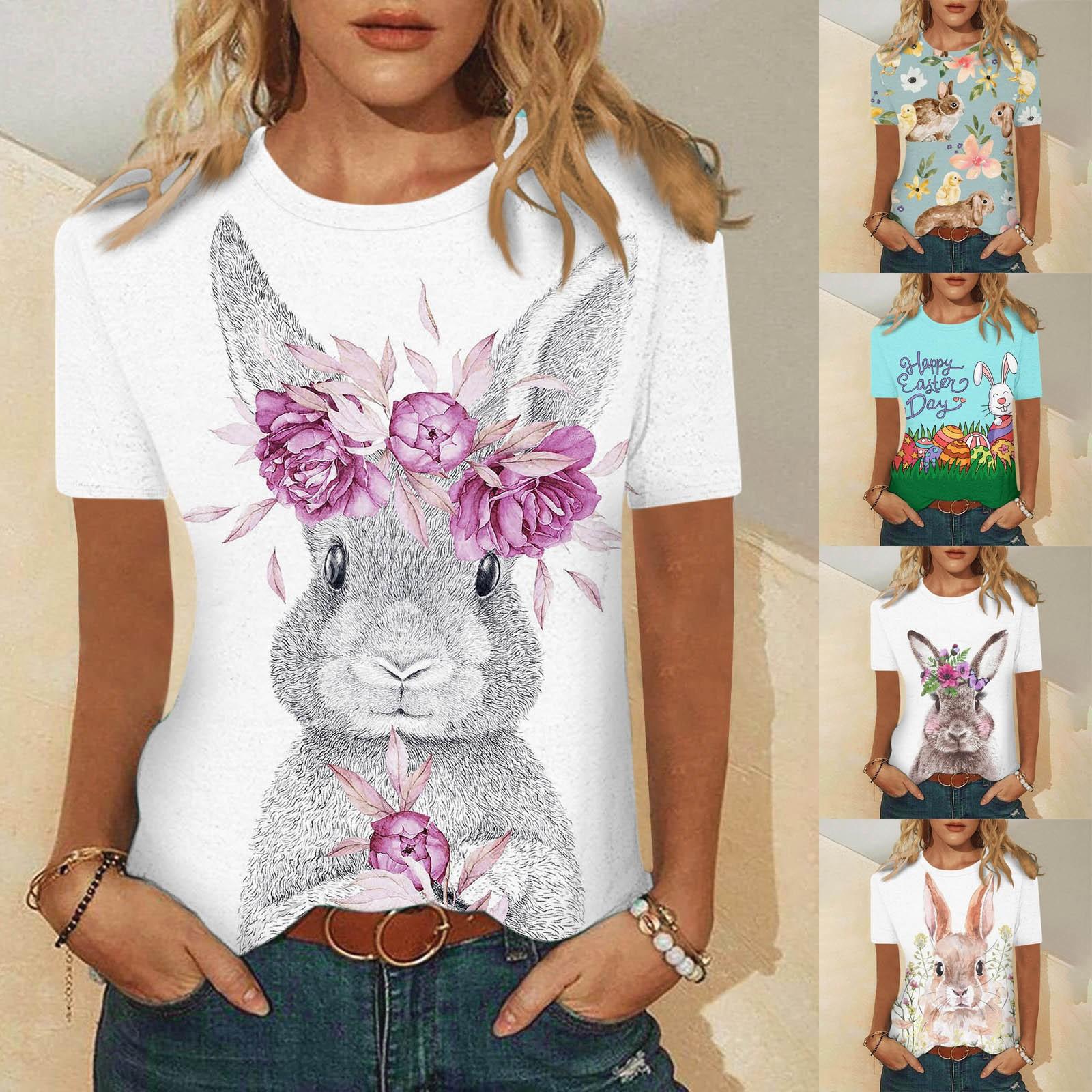 Женская модная повседневная блузка с круглым вырезом и короткими рукавами с принтом пасхального кролика
Женская модная повседневная блузка с круглым вырезом и короткими рукавами с принтом пасхального кролика