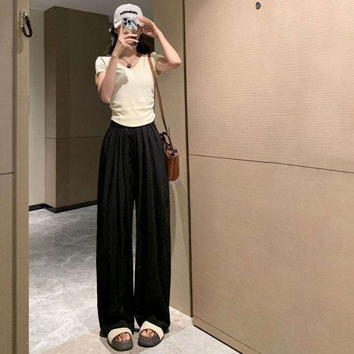 Ice Silk Wide-leg Pants for Women In Summer Thin High Waist Droop Japanese Lazy Yamamoto Pants Cotton and Linen Texture Casual Pants S
Ice Silk Wide-leg Pants for Women In Summer Thin High Waist Droop Japanese Lazy Yamamoto Pants Cotton and Linen Texture Casual Pants S