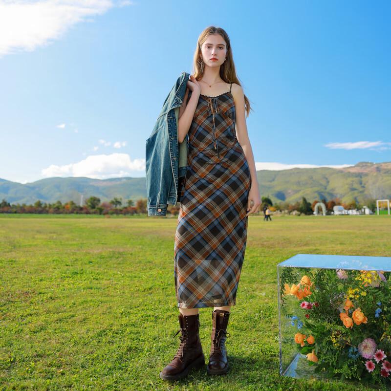 Sancai Plaid Mesh Strap Maxi Dress (Song Yi Style) S
Sancai Plaid Mesh Strap Maxi Dress (Song Yi Style) S