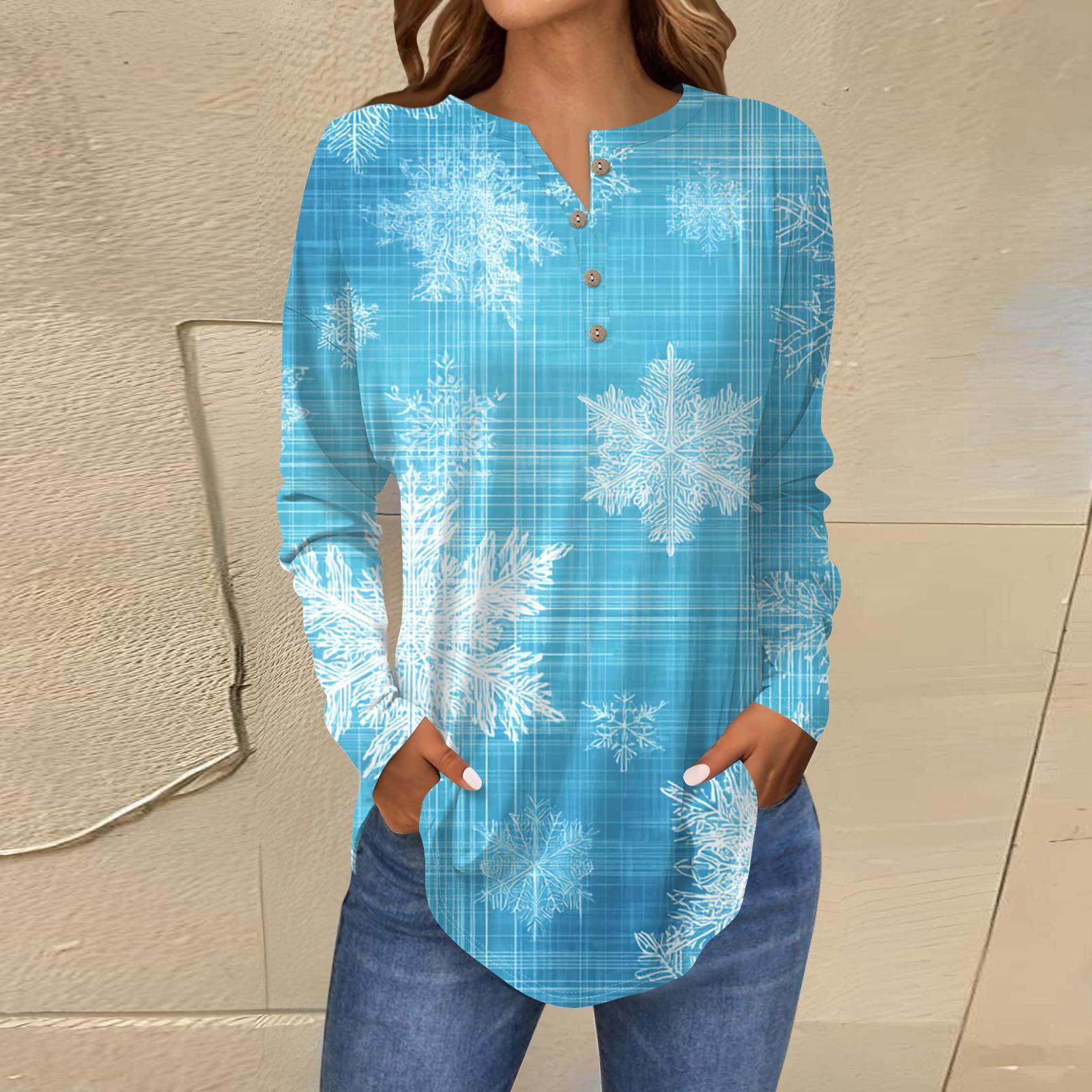 Женская модная блузка свободного кроя с пуговицами и воротником на пуговицах, с рождественским принтом и длинными рукавами XL
Женская модная блузка свободного кроя с пуговицами и воротником на пуговицах, с рождественским принтом и длинными рукавами XL