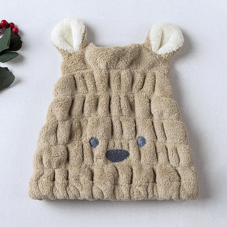 Коралловая бархатная шапочка для душа с героями мультфильмов, мягкая впитывающая сухая шапочка для волос, детская сухая шапочка для волос 20*25cm кофейный