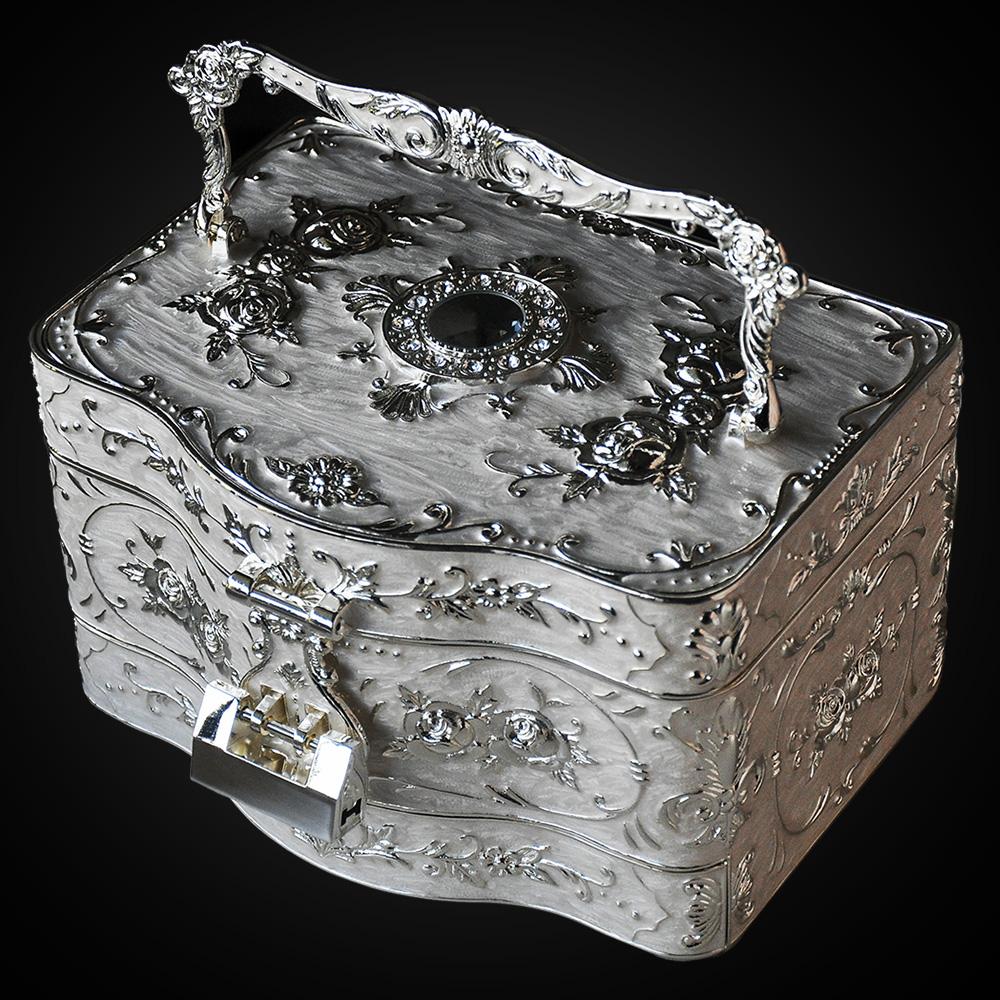 Three-layer European princess jewelry box with built-in mirror with lock large jewelry ring storage box
Three-layer European princess jewelry box with built-in mirror with lock large jewelry ring storage box