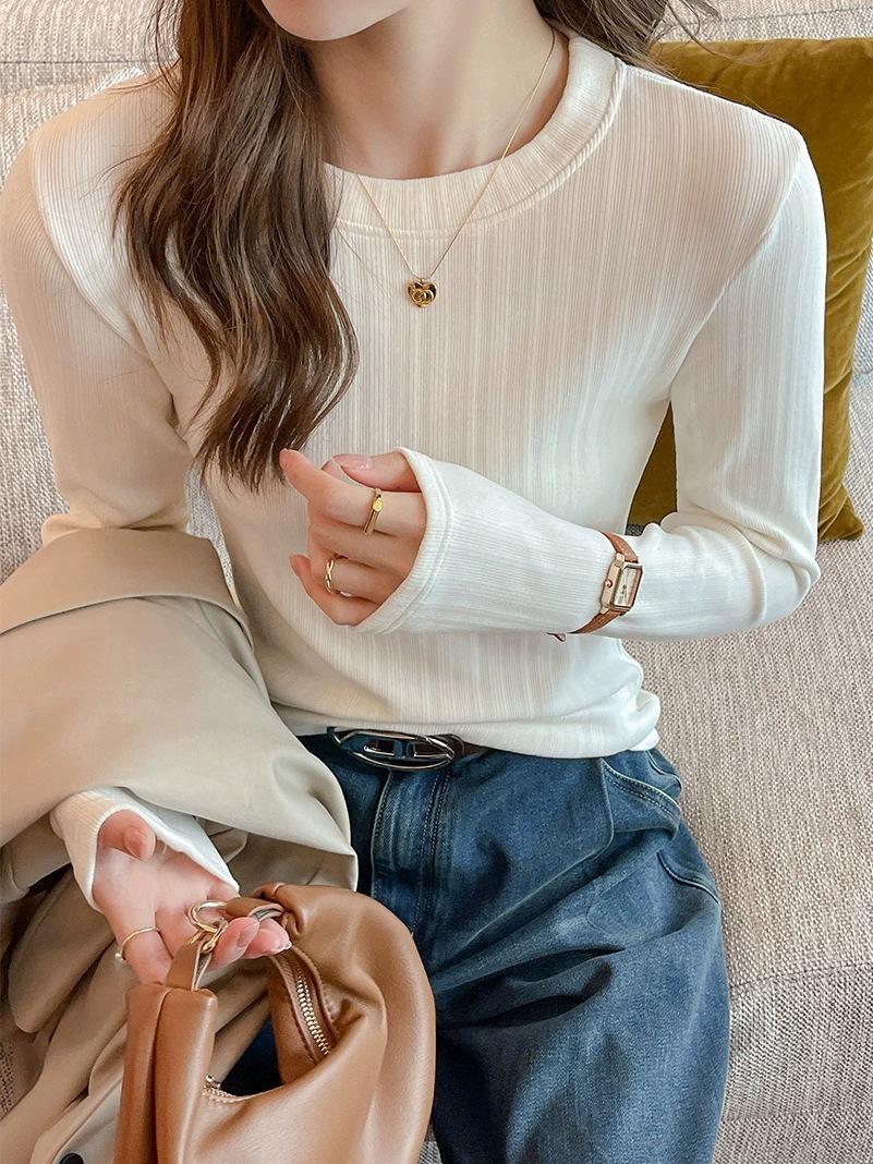 Women s Threaded Round Collar Long-Sleeve Shirt: Elegant Velvet Autumn/Winter T-Shirt L
Women s Threaded Round Collar Long-Sleeve Shirt: Elegant Velvet Autumn/Winter T-Shirt L