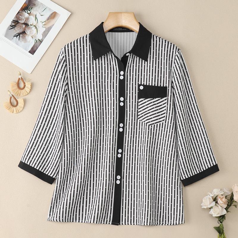 ZANZEA Женская повседневная блузка в полоску с отложным воротником и рукавом 3/4 свободного кроя M чёрный
ZANZEA Женская повседневная блузка в полоску с отложным воротником и рукавом 3/4 свободного кроя M чёрный