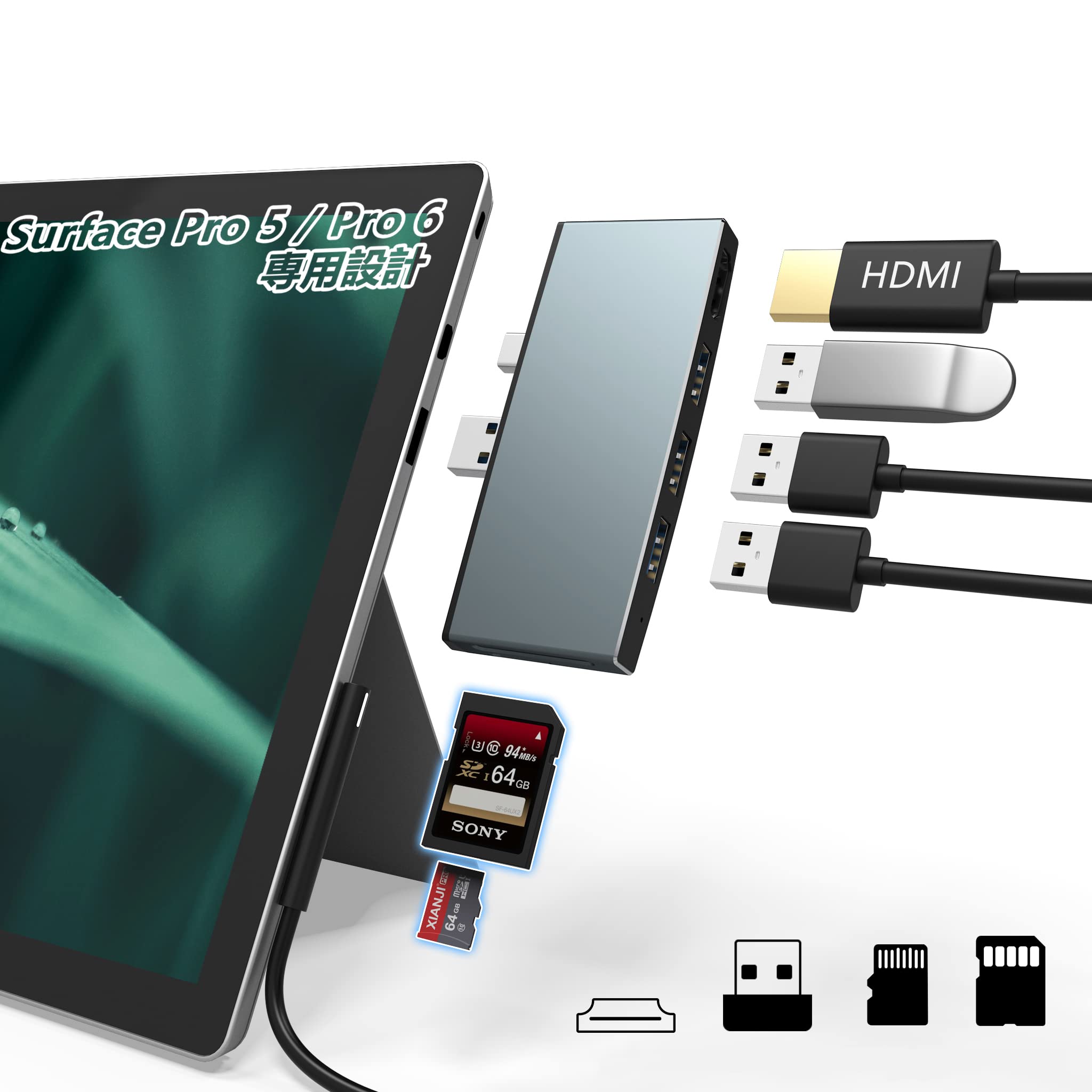 Bawanfa Microsoft Surface Pro 6 Pro 5 Спеціальний USB-хаб Порт HDMI Кард-рідер USB Високошвидкісна передача даних Мульти 6-в-2 Алюмінієвий USB-адаптер для перетворення
Bawanfa Microsoft Surface Pro 6 Pro 5 Спеціальний USB-хаб Порт HDMI Кард-рідер USB Високошвидкісна передача даних Мульти 6-в-2 Алюмінієвий USB-адаптер для перетворення