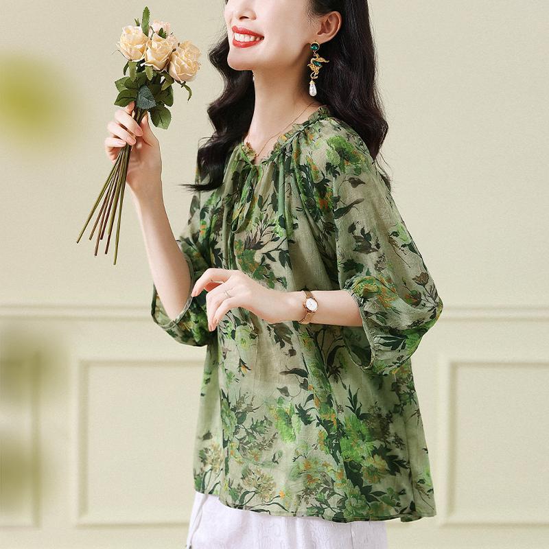 Блуза с цветочным принтом и завязками на шее, повседневная блузка с длинными рукавами на весну и осень, женская одежда 4XL зелёный
Блуза с цветочным принтом и завязками на шее, повседневная блузка с длинными рукавами на весну и осень, женская одежда 4XL зелёный