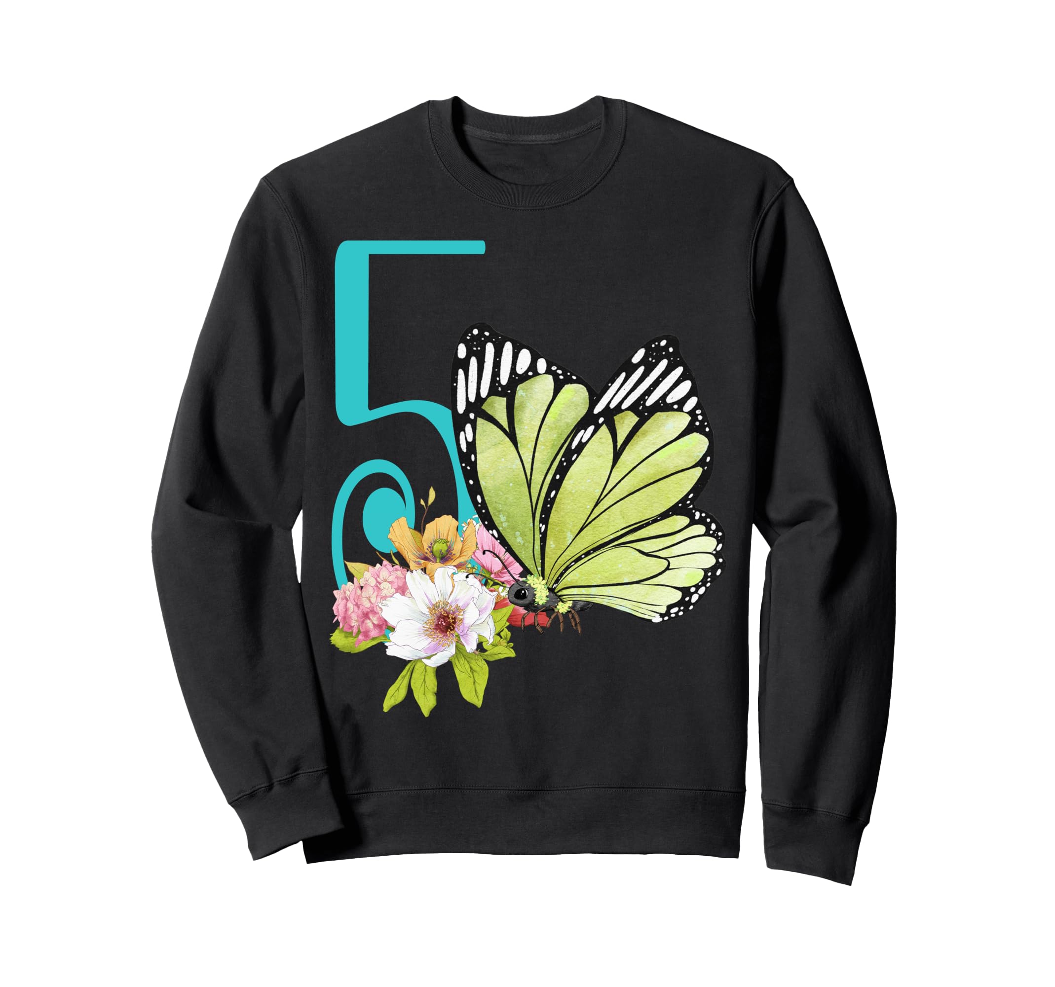 Green and Teal Floral Five 5 Sweatshirt for 5th Birthday Butterfly Party Girls чёрный
Green and Teal Floral Five 5 Sweatshirt for 5th Birthday Butterfly Party Girls чёрный