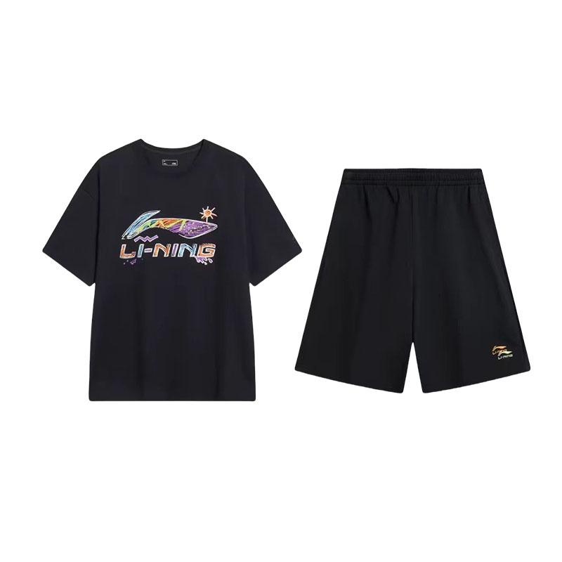 Li Ning Letter Print Round Neck Drop Shoulder Short Sleeve Mid Waist Shorts Casual Sports Set Unisex sets Black AHST727-1+AKSU699-1 S
Li Ning Letter Print Round Neck Drop Shoulder Short Sleeve Mid Waist Shorts Casual Sports Set Unisex sets Black AHST727-1+AKSU699-1 S