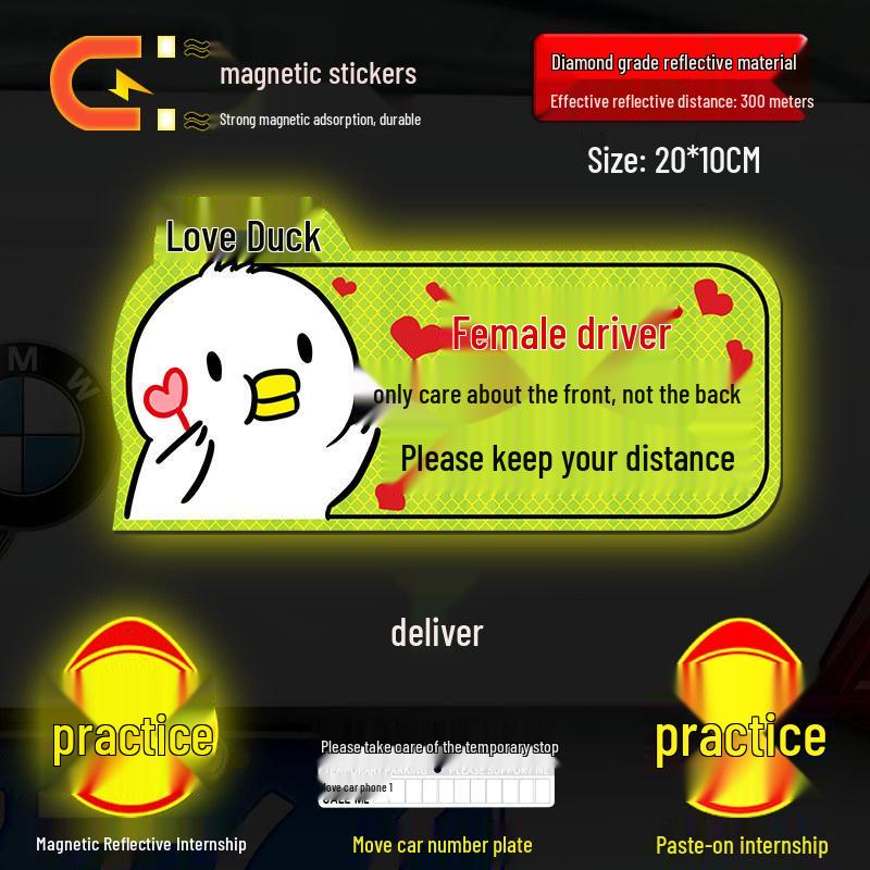 Novice Female Driver Car Magnet: Funny Reminder to Keep Distance
Novice Female Driver Car Magnet: Funny Reminder to Keep Distance