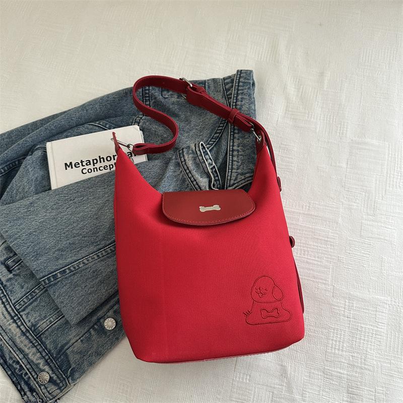 Сумка-тоут Line Puppy 2025 Осень и Зима Новая Большая Вместимость Легкая Наплечная Сумка Под Мышку Сумка для Поездок для Поездок красный