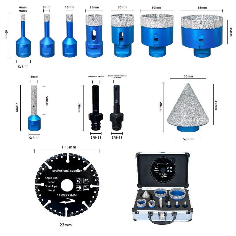 12Pcs 5/8-11 Thread Diamond Hole Saw Kit with Metal Cutter Aluminum Case Wear-resistant Easy Drilling
12Pcs 5/8-11 Thread Diamond Hole Saw Kit with Metal Cutter Aluminum Case Wear-resistant Easy Drilling
