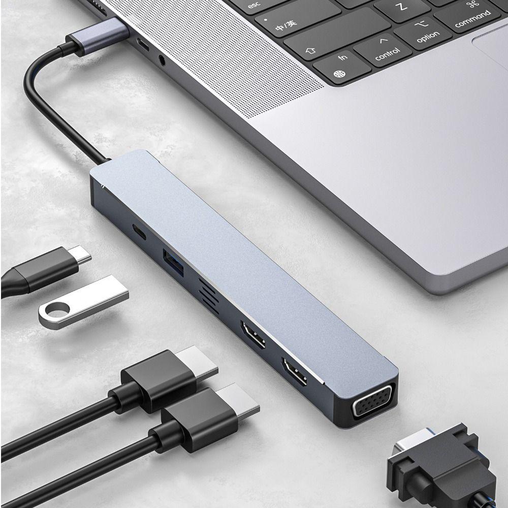 PD Зарядный адаптер VGA Двойной HDMI-совместимый многоэкранный дисплей Расширитель типа C Концентратор USB-C 5 в 1
PD Зарядный адаптер VGA Двойной HDMI-совместимый многоэкранный дисплей Расширитель типа C Концентратор USB-C 5 в 1
