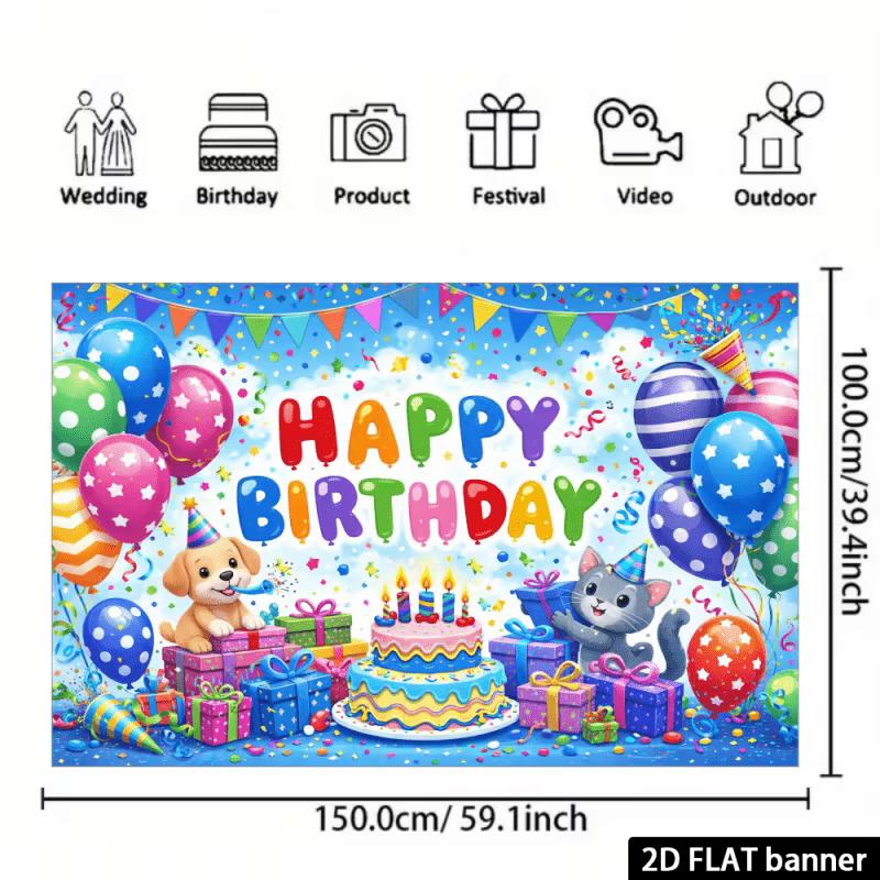 2D Rainbow Balloon Cake Happy Birthday Backdrop Banner for Children Party Supplies 47.2x31.5inch/120*80cm
2D Rainbow Balloon Cake Happy Birthday Backdrop Banner for Children Party Supplies 47.2x31.5inch/120*80cm
