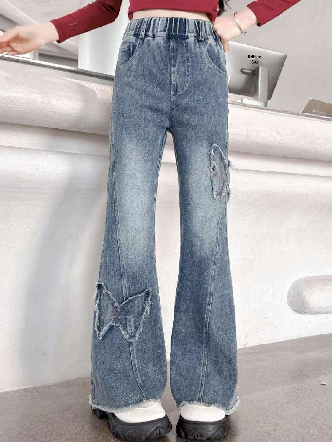 Girls Soft High Waist Bell Bottom Jeans for Spring & Autumn 140cm
Girls Soft High Waist Bell Bottom Jeans for Spring & Autumn 140cm